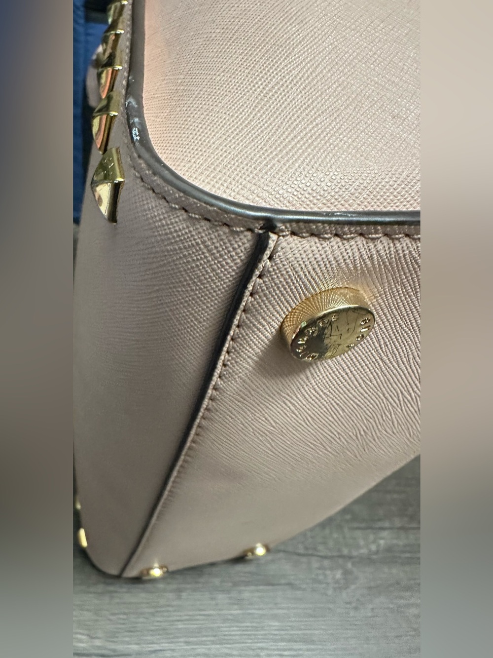 Michael Kors Blush Pink Studded Satchel with Gold Hardware - Picture 6 of 14